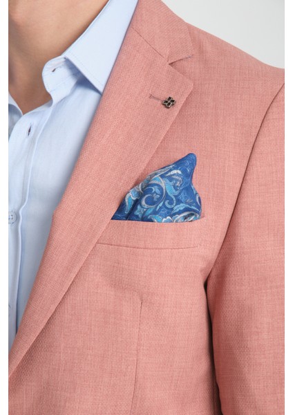 Arunte Erkek Pembe Keten Görünümlü Ince Dört Mevsim Giyilebilir Slim Fit Blazer Ceket