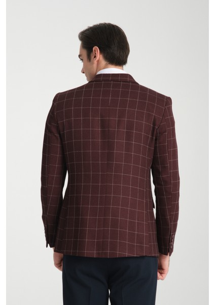 Paride Erkek Indigo Ekose Slim Fit Mono Yaka Blazer Ceket fırsatları