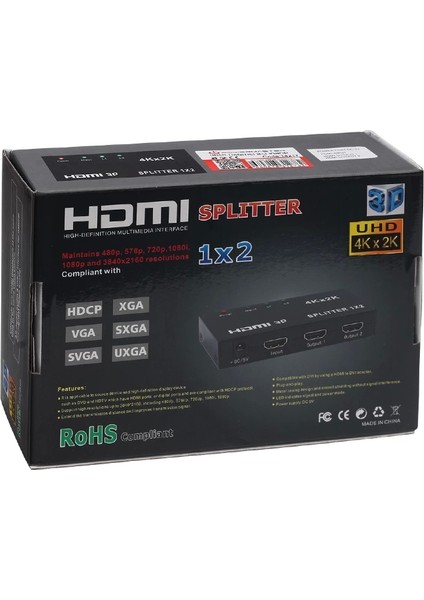 1.4V 1080P 4KX2K 2 Port HDMI Splıtter Dağıtıcı (4887)