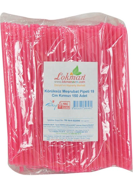 Körüksüz Pipet Ayran Kola Meşrubat Pipeti 19 cm Kırmızı 150 Adet Paket fırsatları