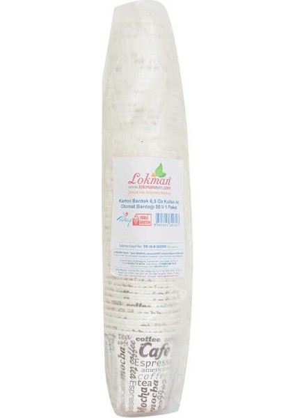 Karton Bardak 6.5 Oz Kullan At Çay Kahve Sıcak Kağıt Otomat Bardağı 50 Li 1 Paket