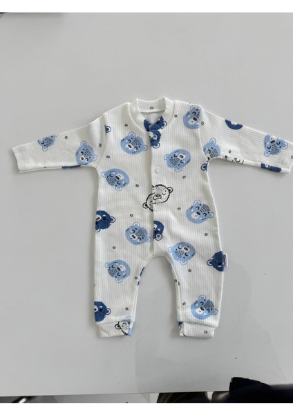 Organik Bebek Baskılı Desenli Tulum Takımı Yenidoğan Kıyafet 0-3-6-9 Ay Pamuklu