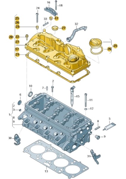 Vw Jetta 2006-2011 1.6tdi Cay Motor Külbütör Kapağı 03L103469R