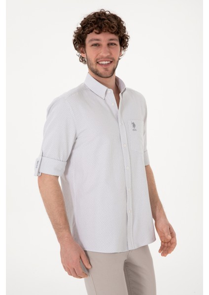 Erkek Gri Melanj Gömlek Desenli 50306288-VR109 fırsatları