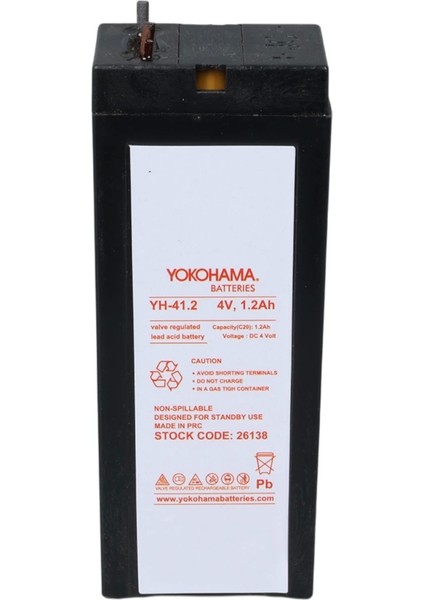 Yokohama Yh-41.2 4 Volt - 1.2 Amper Kuru Akü (35.2 x 22 x 91 Mm) (4887)