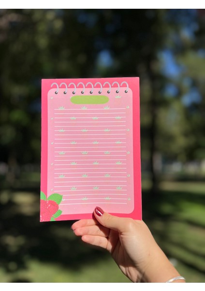 A5 Frambuaz Desenli Notepad - Not Defteri - Bloknot