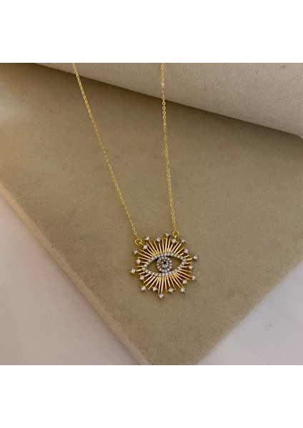 Zirkon Taşlı Göz Kolye