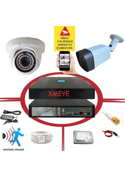 2' Li 5 Megapiksel Sony Lens 1080P 36 Ir LED Güvenlik Kamerası Seti_bs 236+D136