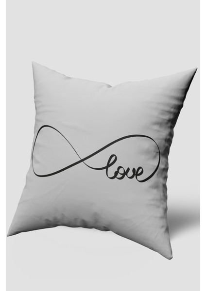 Beyaz Siyah Love Yazılı Kırlent Kılıfı