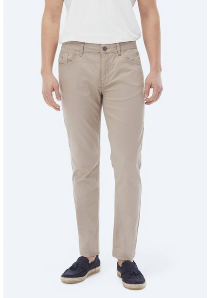 Vizon Dokuma Slim Fit Casual Pamuk Karışımlı Pantolon
