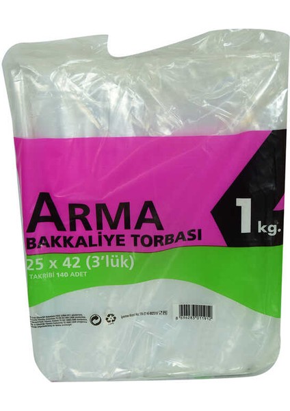 Naylon Torba Arma Şeffaf Bakkaliye Kuruyemiş Şeker Torbası 25 x 42 (3 Lik ) Takribi 140 Adet 1000 gr