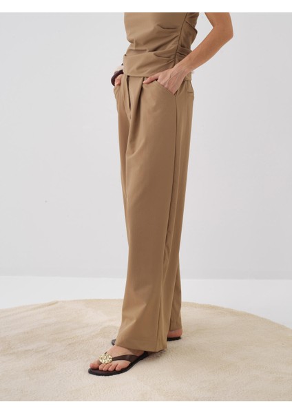 Kadın Camel Oversize Pantolon