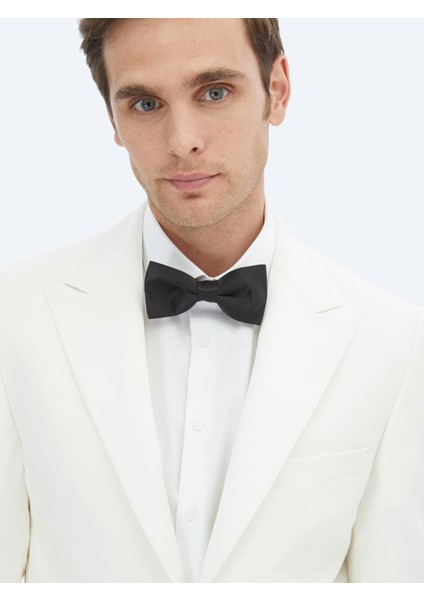 Ekru Düz Slim Fit Kruvaze Yaka Dokuma Smokin Takım Elbise modelleri