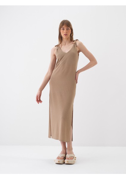 Camel Regular Fit Pamuklu Elbise