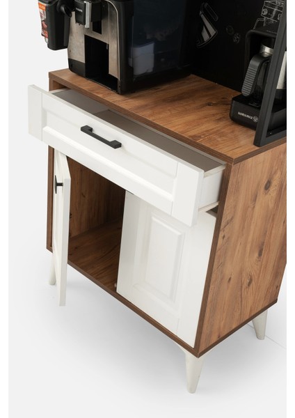 Kahve Köşesi Çekmeceli Çok Amaçlı Mutfak Dolabı Ceviz - Beyaz-Kurulu Gönderilir modelleri