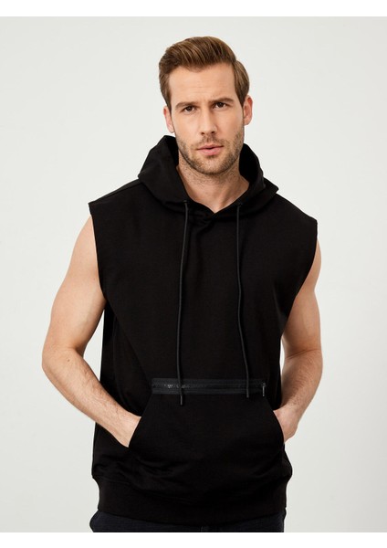 Siyah Oversize Pamuklu Sweatshirt
