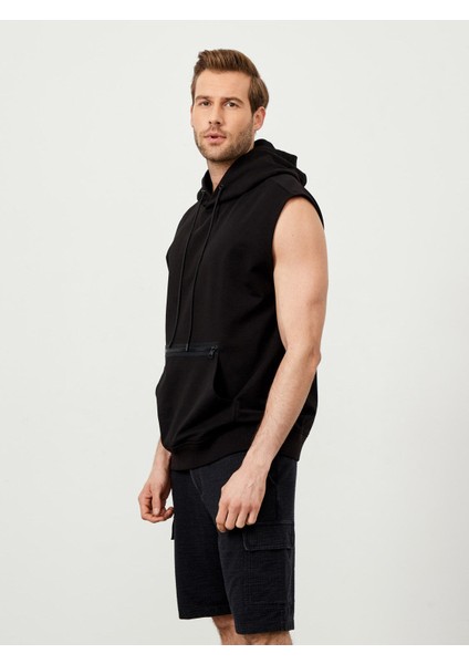 Siyah Oversize Pamuklu Sweatshirt