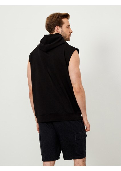 Siyah Oversize Pamuklu Sweatshirt