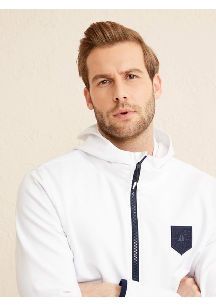 Erkek Beyaz Regular Fit Pamuklu Sweatshirt