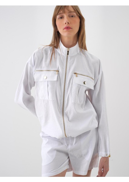 Kadın Beyaz Oversize Ceket