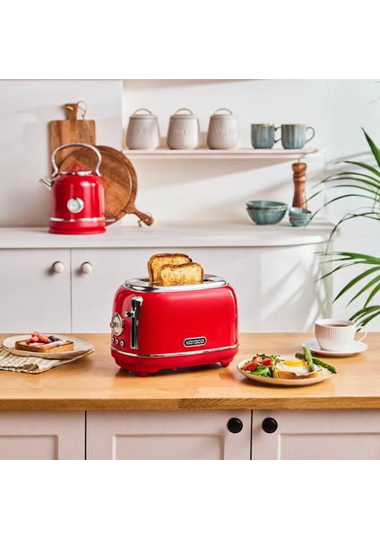 Vintage Craft 2 Dilim Kapasiteli Ekmek Kızartma Makinesi Red