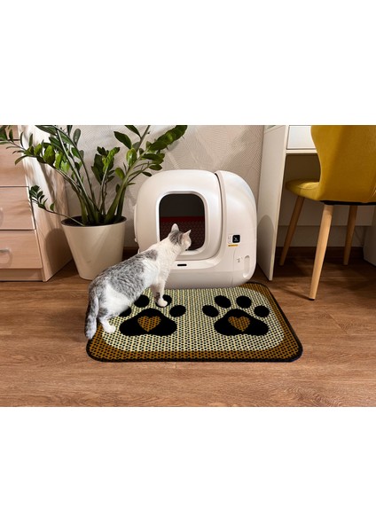 Büyük Boy Elekli Tuvalet Önü Desenli Kedi Kumu Paspası 60 x 80 cm