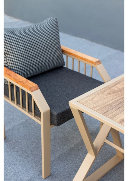 60 x 20 Grandluxe Lux Bahçe Seti 2+1+1+Masa-Cappuccıno