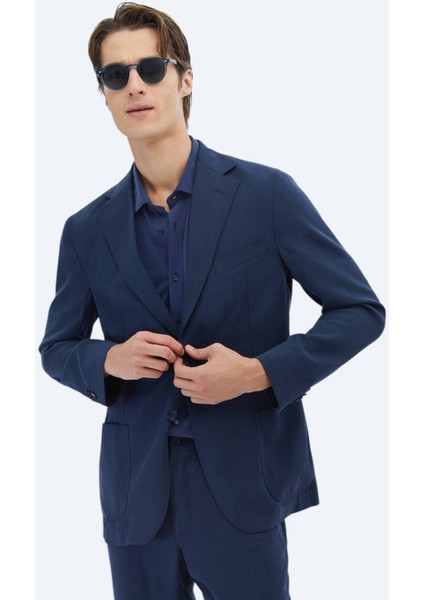 Lacivert Desenli Modern Fit Takım Elbise modelleri