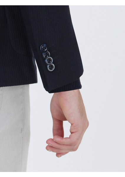 Lacivert Çizgili Modern Fit Ceket fırsatları