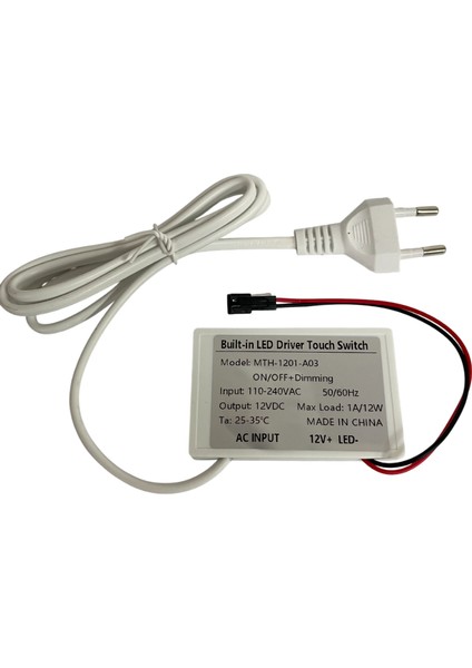 220 Volt Girişli Dokunmatik (Touch) Ayna Arkası Sensör 12V 1A Banyo Aynası Sensörü Mobilya Sensörü