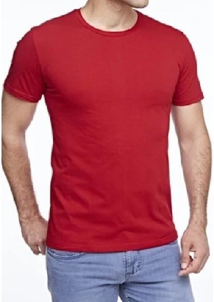 Erkek Slim Fit Bisiklet Yaka Kısa Kol Tişört