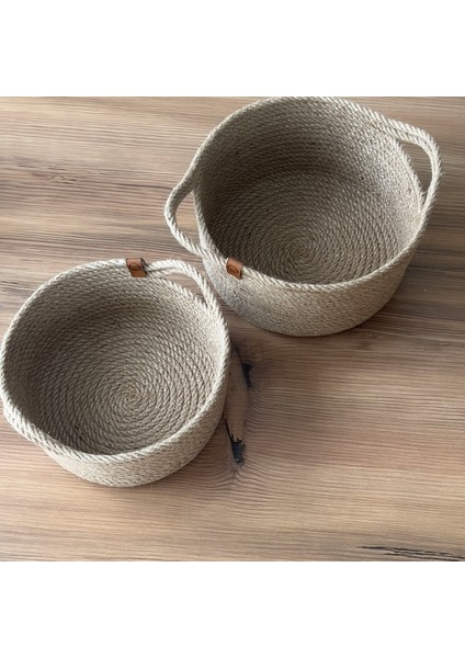 Jüt Hasır Ikili Banyo Organizer Seti – Kulplu Büyük ve Küçük Sepet fiyatları