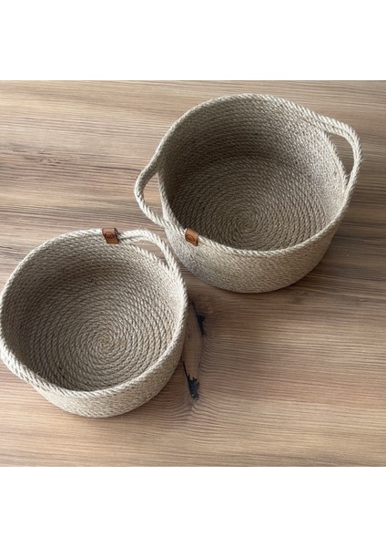 Jüt Hasır Ikili Banyo Organizer Seti – Kulplu Büyük ve Küçük Sepet modelleri