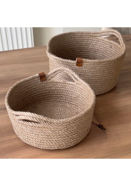 Jüt Hasır Ikili Banyo Organizer Seti – Kulplu Büyük ve Küçük Sepet fırsatları