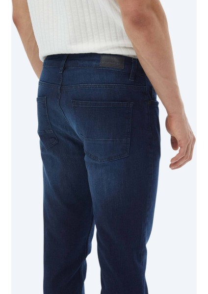 Lacivert Slim Fit Denim Pamuk Karışımlı Pantolon