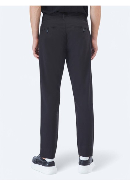 Siyah Dokuma Slim Fit Casual Pantolon
