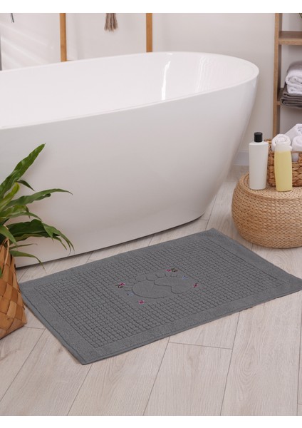 Banyo Çiçekli Pamuklu Ayak Havlusu 50 x 70 cm