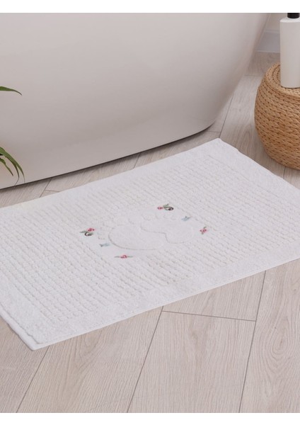 Banyo Çiçekli Pamuklu Ayak Havlusu 50 x 70 cm