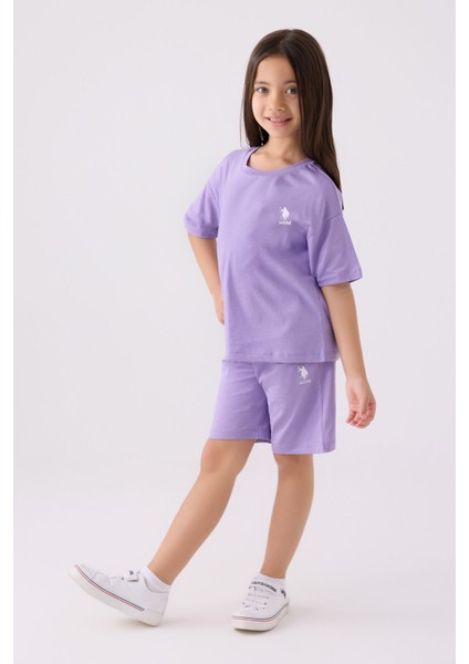Kız Çocuk Mor Bermuda Takım
