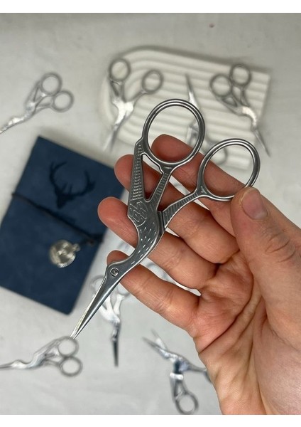 Kuş Desenli Metal Gümüş Renk Makas/söz Nişan Makası/kesme Makası