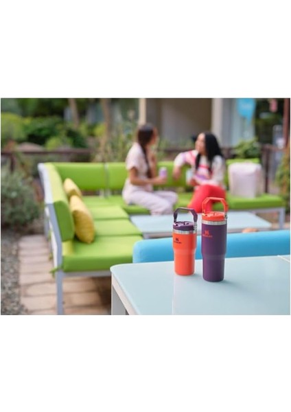 The Iceflow Flip Straw 2.0 Pipetli Termos Bardak 0,89 Lt Plum
