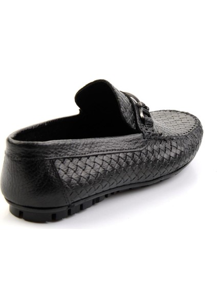 Siyah Baskılı Leather Erkek Loafer Ayakkabı E01623202003 modelleri
