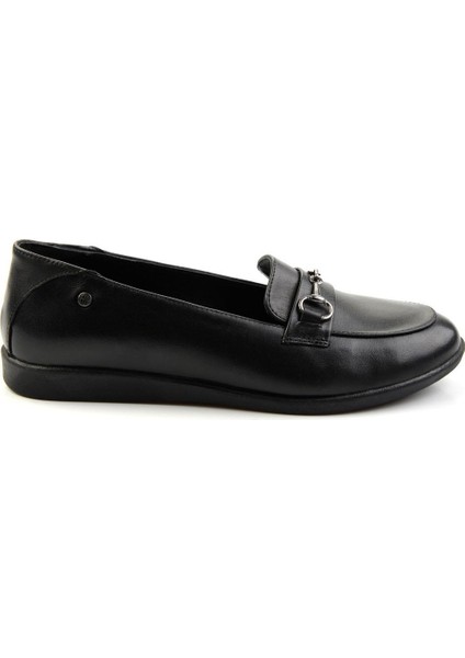 Siyah Leather Kadın Loafer Ayakkabı K01087238403