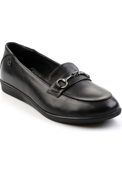 Siyah Leather Kadın Loafer Ayakkabı K01087238403