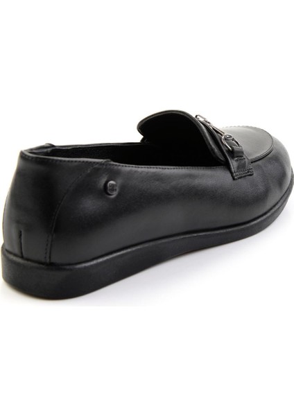 Siyah Leather Kadın Loafer Ayakkabı K01087238403