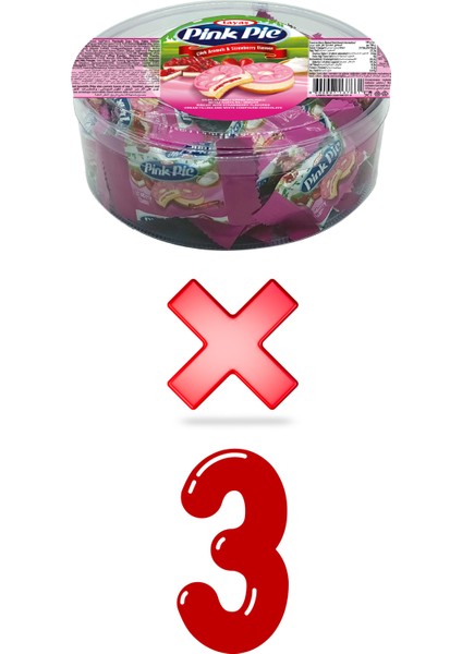 Pink Pie Çilek Aromalı Krema Dolgulu Bisküvi 200 gr x 3 Adet
