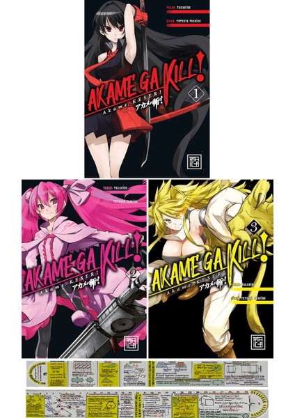 Akame Ga Kill 1-2-3. Ciltler Set + Mat. Öğreten Cetvel