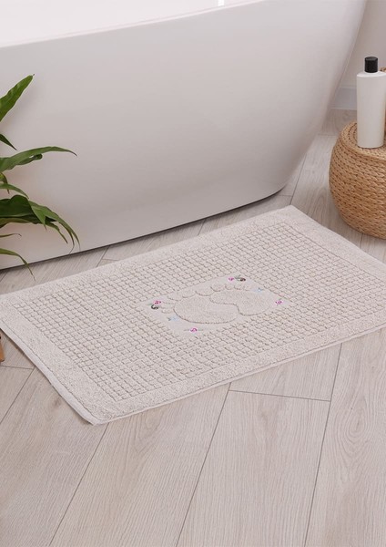 Banyo Çiçekli Pamuklu Ayak Havlusu 50 x 70 cm