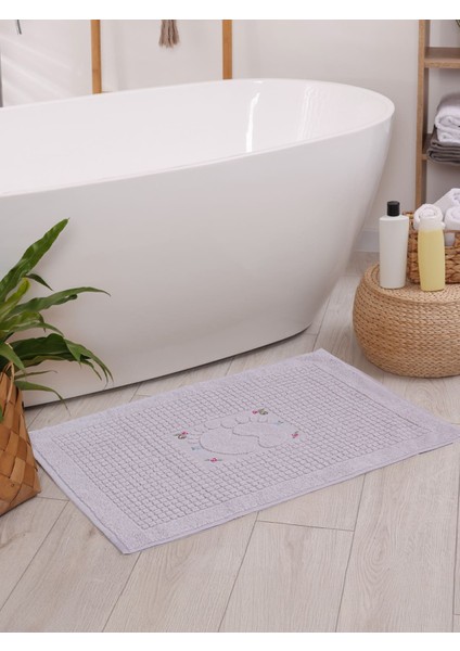 Banyo Çiçekli Pamuklu Ayak Havlusu 50 x 70 cm