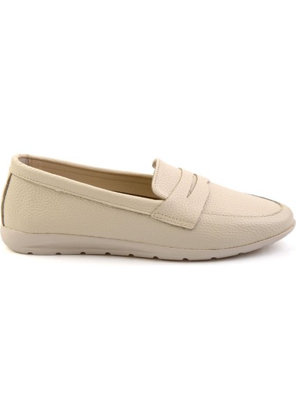 Bej Leather Kadın Loafer Ayakkabı K01718110303
